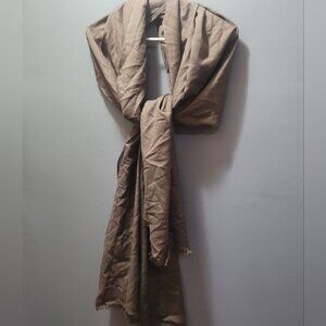 Fraas Light Brown Silk and Wool Scarf